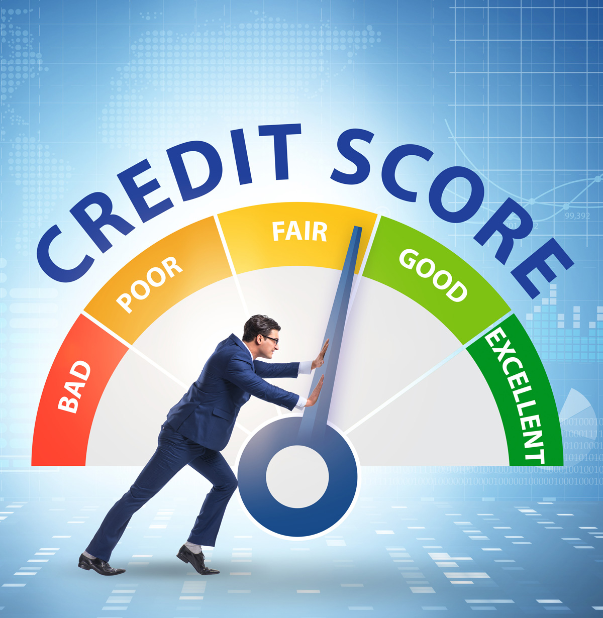 A man working to improve his credit score